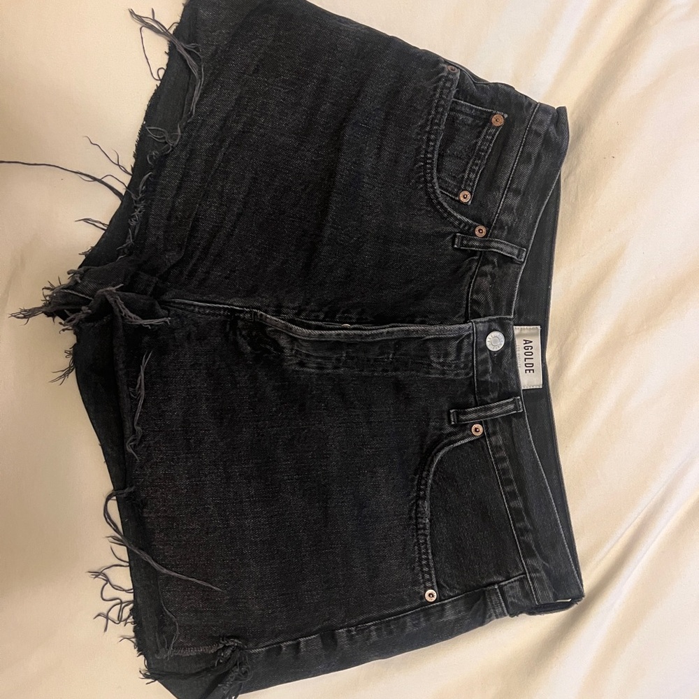 AGOLDE Dee Black Denim Shorts